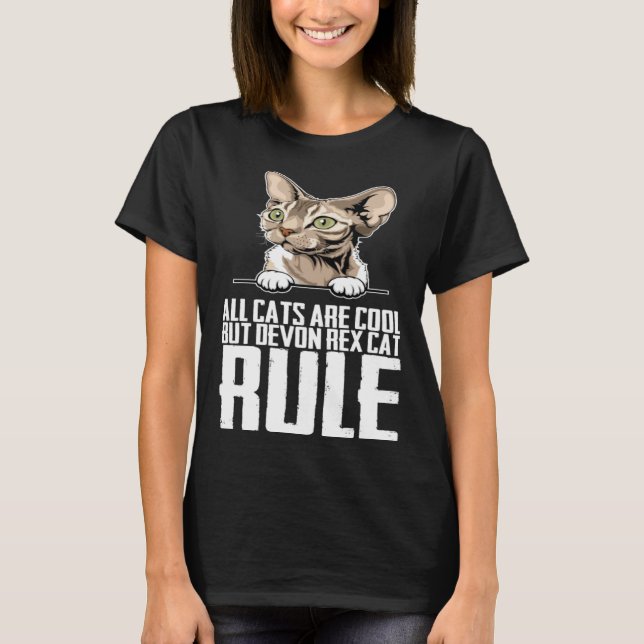 All cats are cool but devon rex cat rule t shirt (Framsida)