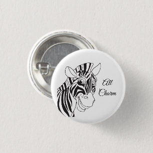"All Charm" Vacker Zebra Svart & Vit Trendig Knapp