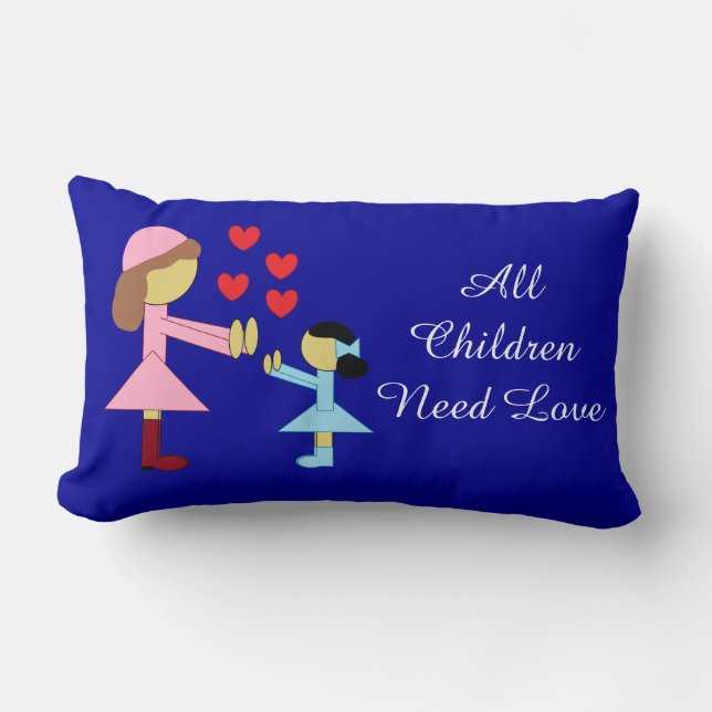All Children Need Love: Dark Blue Lumbarkudde (Framsida)