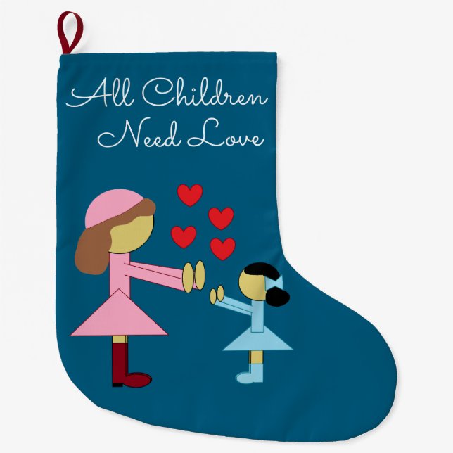 All Children Need Love:  Deep Sea Blue Stor Julstrumpa (Framsidan)