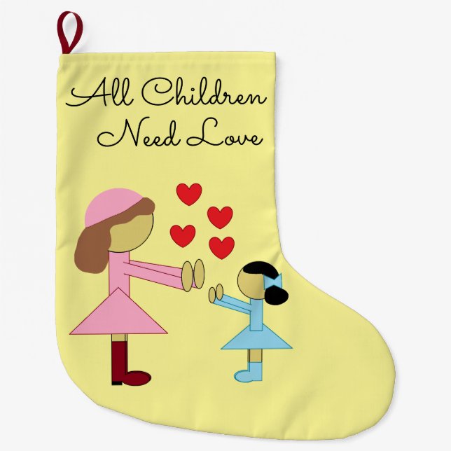 All Children Need Love:  Light Yellow Stor Julstrumpa (Framsidan)