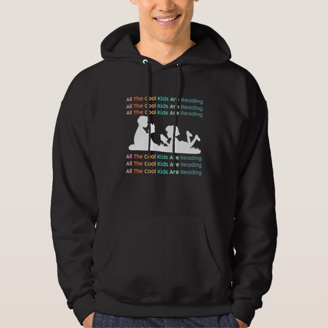 All Cool Kids Are Reading Book Nerd  Reading Vinta Hoodie (Framsida)