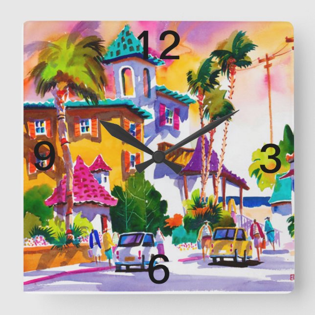 ALL DAY LYCKLIG-WALL CLOCK FYRKANTIG KLOCKA (Framsida)