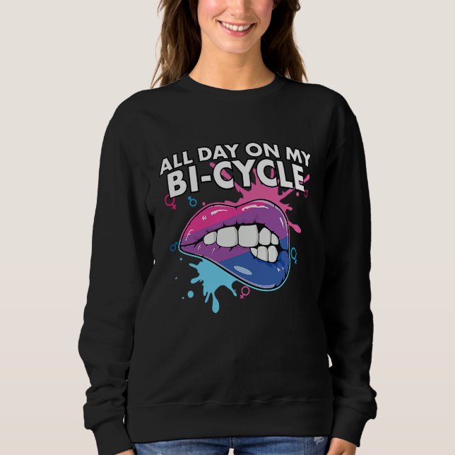 All Day On My Bi cycle Bisexual Rainbow Pride LGBT T Shirt (Framsida)