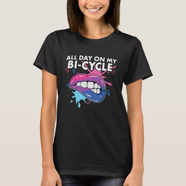 All Day On My Bi cycle Bisexual Rainbow Pride LGBT T Shirt (Framsida)