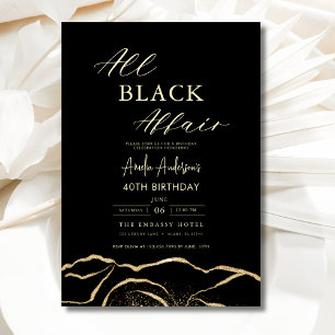 All Elegant för Black Affair Agate-Födelsedagsfest Inbjudningar