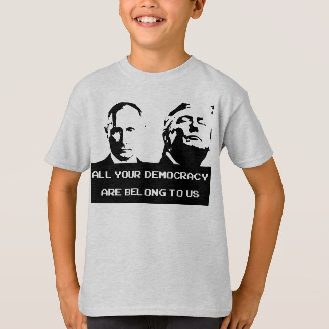 All er demokrati tillhör oss skjortor t shirt (Framsida)