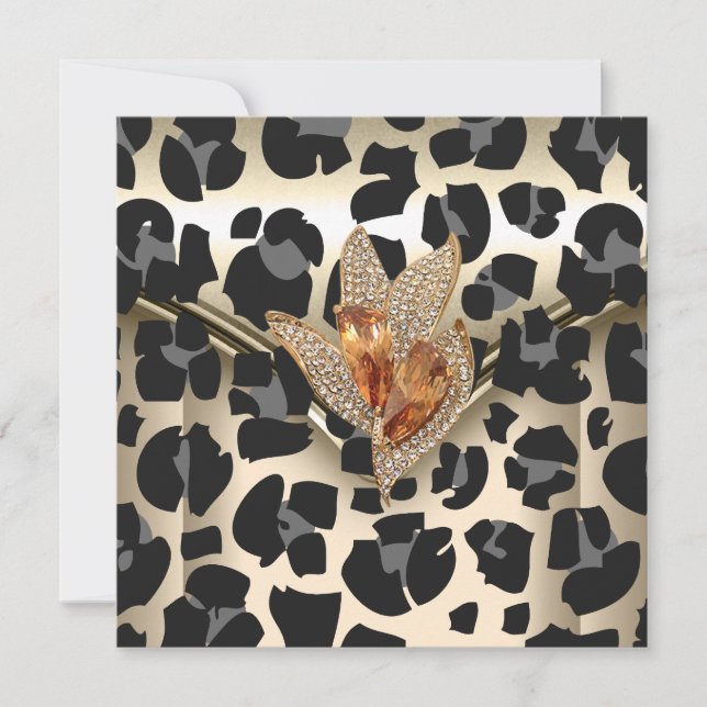 All Event Elegant Animal Caramel Cream Black Guld Inbjudningar (Framsida)