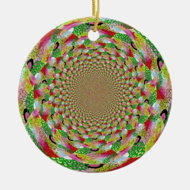 All Färg Fractal Art Julgransprydnad Keramik (Framsidan)