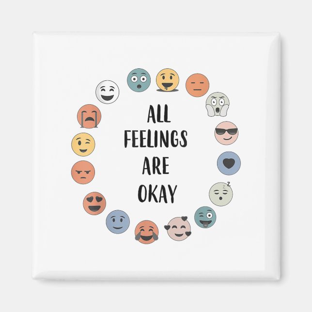 All Feelings Are Okay School Teacher Psychologist  Magnet (Framsidan)