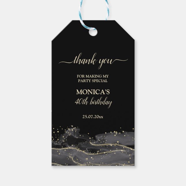 All födelsedagsfest-elegant för svarta ärenden presentetikett (Framsidan)