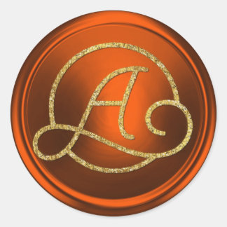 ALL FÖRNAMNSINITIALER Guld Cirkel Monogram Pumpa R Runt Klistermärke