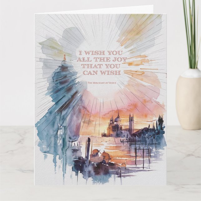 "All glädje du kan önska" Vattenfärgen Hälsning Kort (Framsida)