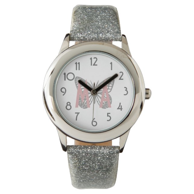 All Glitter Butterfly Add Initialer Watch Armbandsur (Framsida)