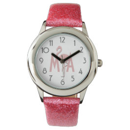 All Glitter Rosa Flamingo Add Initialer Watch Armbandsur