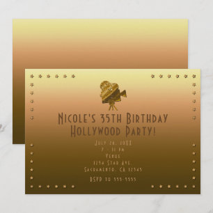 All Gold Cinema & Stars Hollywood-fest Invitation Inbjudningar