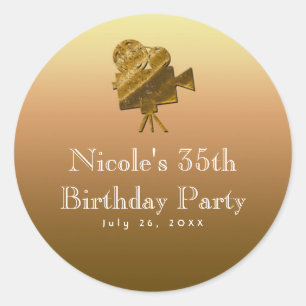 All Gold Cinema & Stars Hollywood Party Favor Runt Klistermärke