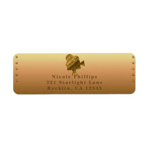All Gold Cinema & Stars Hollywood Party Inbjudan Returadress Etikett