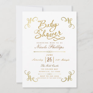 All Gold Faux Folie Baby Shower Manus Typ Inbjudningar