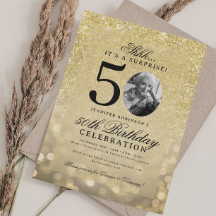 ALL GOLD ÖVERRASKNING Foto Glam 50-årsdag  Inbjudningar