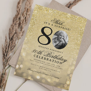 ALL GOLD SURPRISE Foto Glam 80-årsdag  Inbjudningar