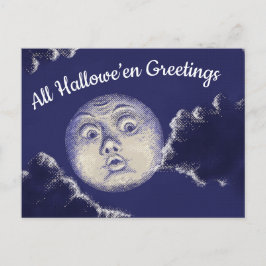 All Hallow’en Hälsning Vintage Måne vykort