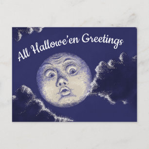 All Hallow’en Hälsning Vintage Måne vykort