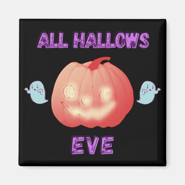 All Hallow Kväll Halloween Pumpkin och Spöken Magnet (Framsidan)