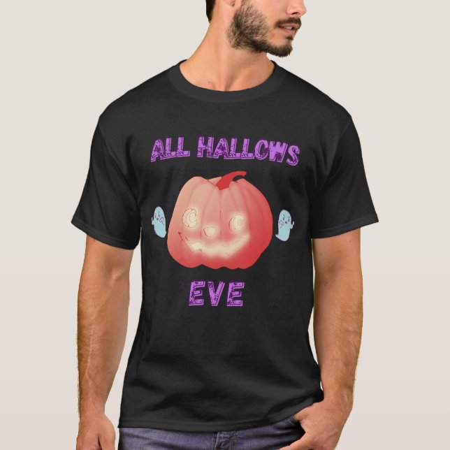 All Hallow Kväll Halloween Pumpkin och Spöken T Shirt (Framsida)