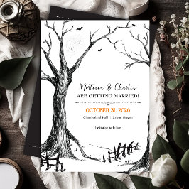 All Hallow Kväll Halloween Träd Bröllop Spara Datumet