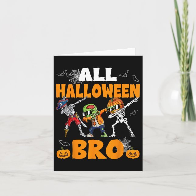 All Halloween Bro Dabbing Skeleton Jack o lantern Kort (Framsida)