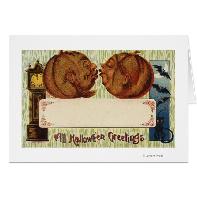 All Halloween GreetingsPumpkins Kissing Hälsningskort (Framsidan Horizontal)