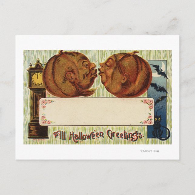 All Halloween GreetingsPumpkins Kissing Vykort (Framsida)