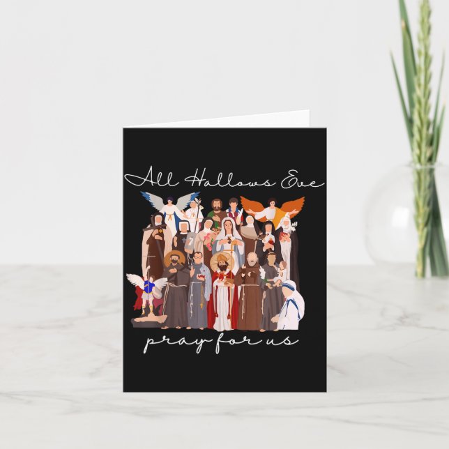 All Hallows Eve Pray For Us Halloween Catholic Sai Kort (Framsida)