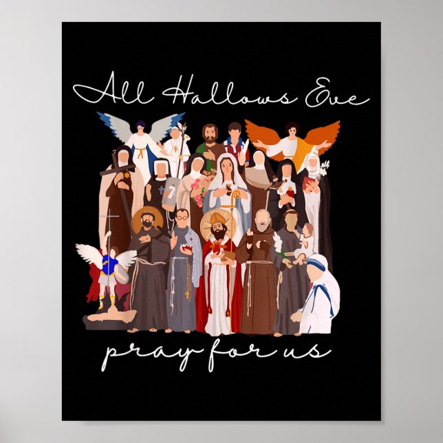 All Hallows Eve Pray For Us Halloween Catholic Sai Poster (Framsidan)