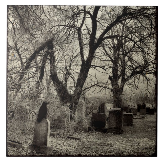 All Hallow's Kväll Kråka Kakelplatta (Framsidan)