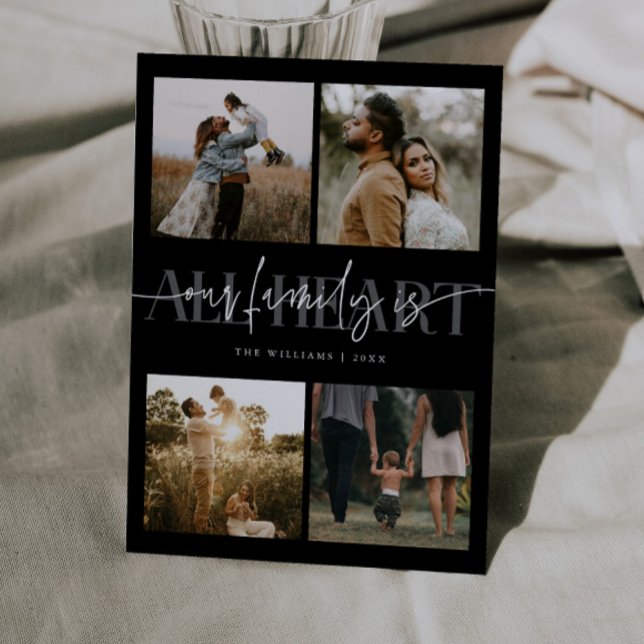 All Heart Black Multi Photo Valentines Day  Julkort (Skapare uppladdad)