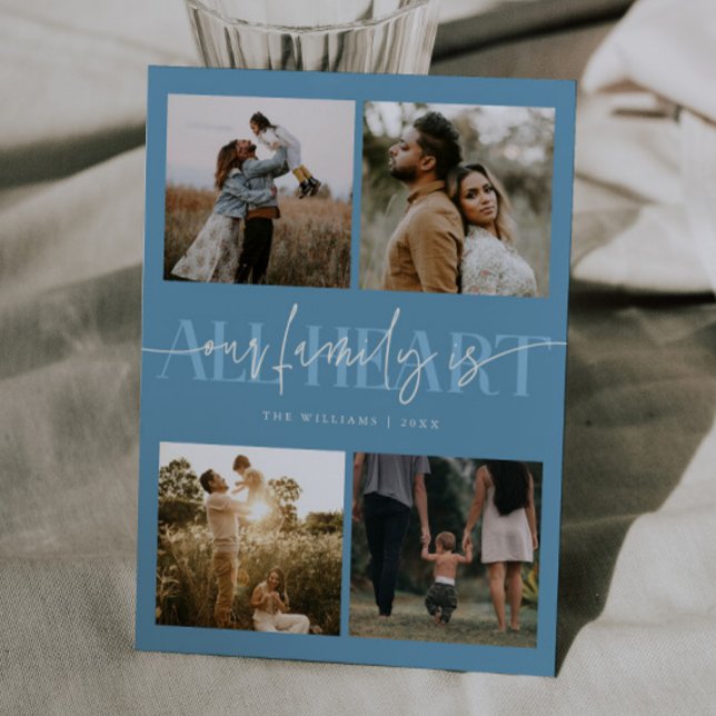 All Heart Denim Blue Multi Photo Valentines Day  Julkort (Skapare uppladdad)