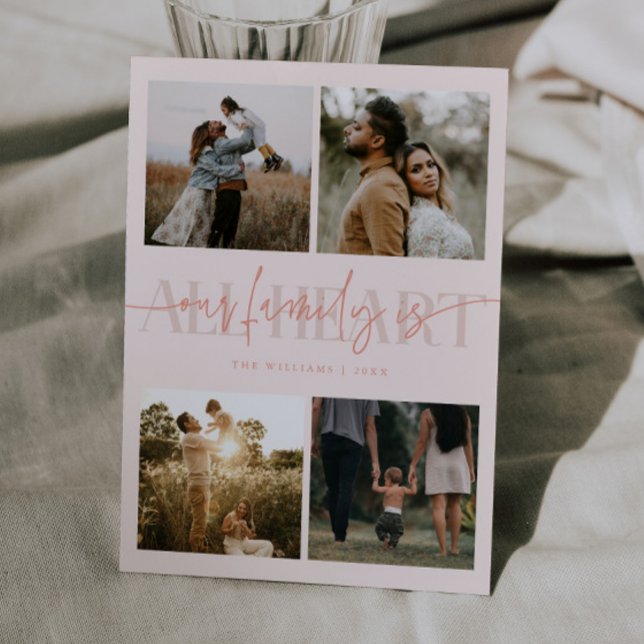 All Heart Peach Multi Photo Valentines Day  Julkort (Skapare uppladdad)