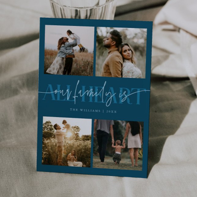 All Heart Teal Multi Photo Valentines Day  Julkort (Skapare uppladdad)