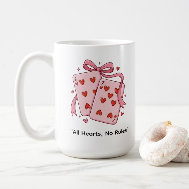 All Hearts No Rules Rosa Spelkortsmugg Kaffemugg (Med munk)