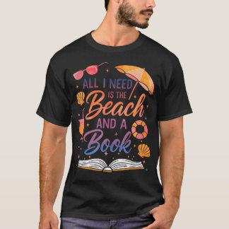 All I Behöver Är Strand En Bok Sommarbokälskare Lä T Shirt
