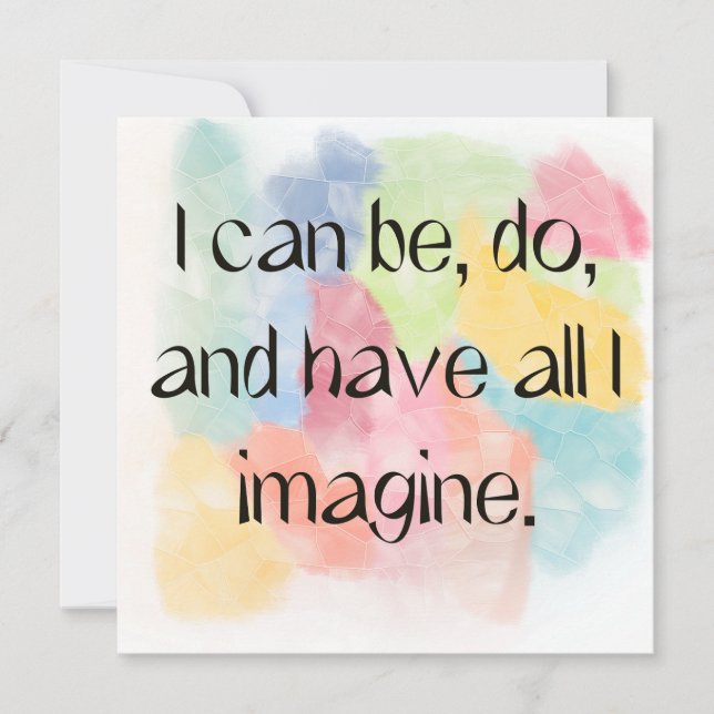 All I Imagine Watercolor Quote Art Card Julkort (Framsida)