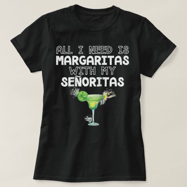 All I Need Margaritas With My Senoritas Raglan Bas T Shirt (Design framsida)
