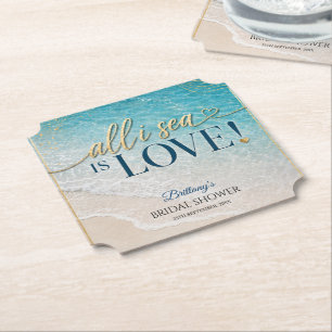 All I Sea Is Love Beach Bröllopsdusch Underlägg Papper