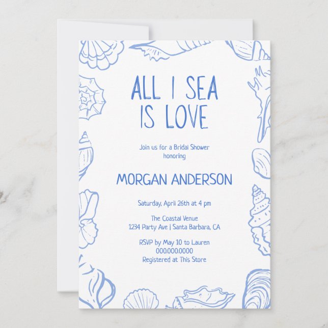 All I Sea is Love Bridal Shower Inbjudningar (Framsida)