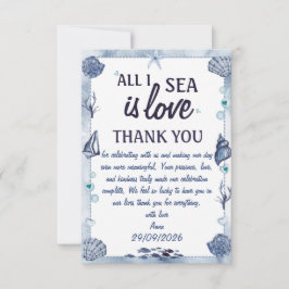 all I Sea Is Love Bridal Shower Watercolor  Tack Kort