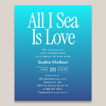All I Sea Is Love Bröllopsdusch Blå Flygblad<br><div class="desc">Kustinspirerad bröllopsdusch inbjudan med citatet All I Sea Is Love.</div>