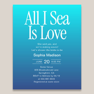 All I Sea Is Love Bröllopsdusch Blå Flygblad