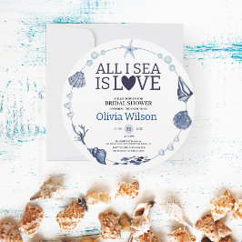 All I Sea Is Love Nautical Bridal Shower Seashell Inbjudningar